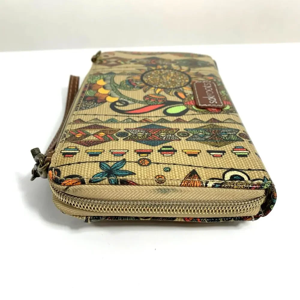 Sakroots Artist Zip Around Wallet Wristlet Floral Owl Sun Spirit Desert The Sak